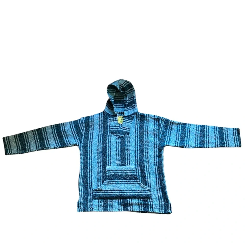 EUC IGUANA JACK BAJA HOODIE DENIM size XL blue with light blue stripes